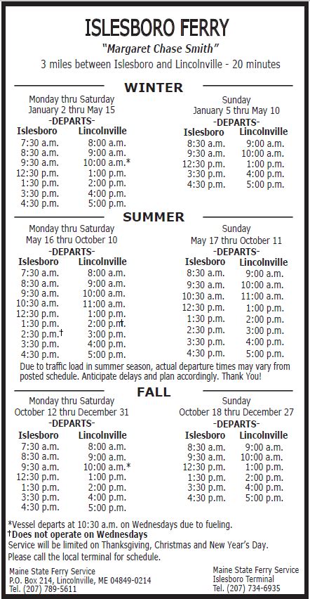 Accessibility For different format schedules email the WSDOT Office of Equal Opportunity at wsdotadawsdot. . Islesboro ferry schedule